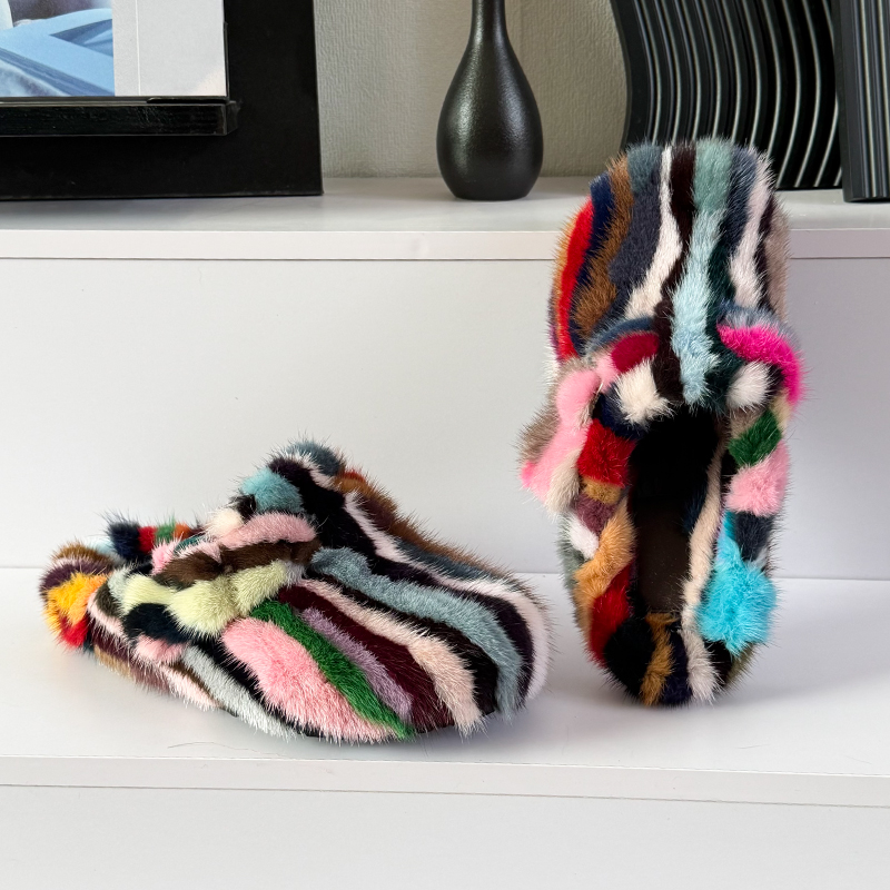 Women Shoes Mules - Kadın Terlikleri ve Takunyaları Vizon Kürklü