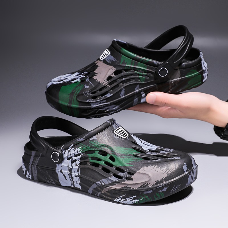 Croc Style Clog - Erkek Yazlık Kamuflaj Desenli Sandalet Bahçe