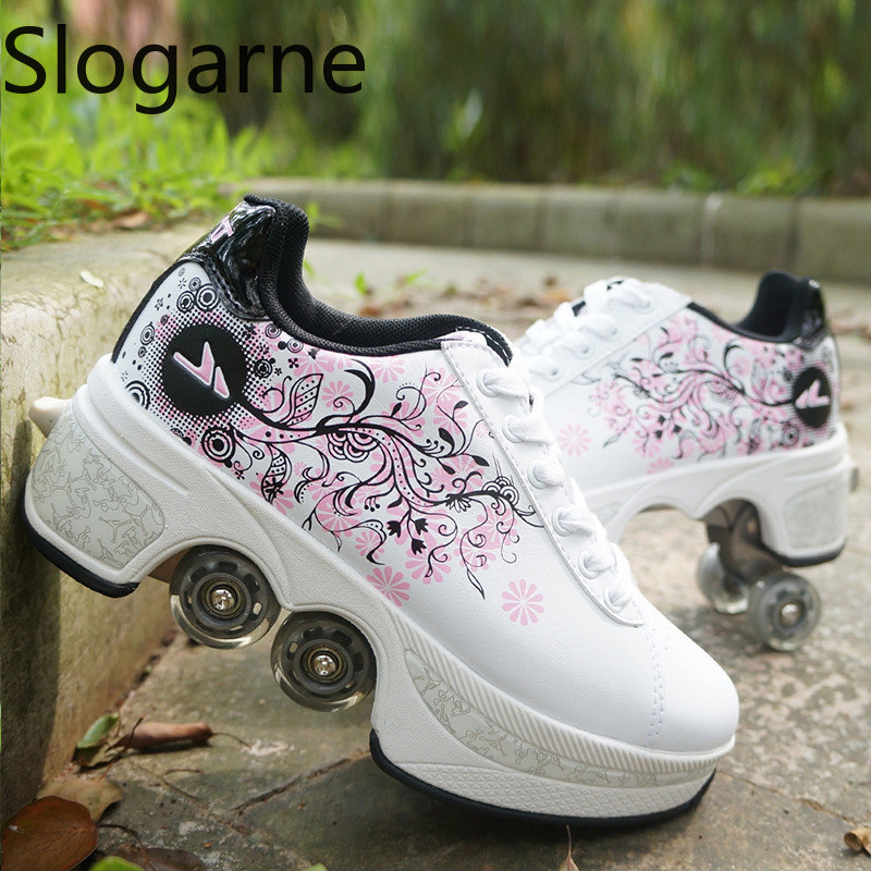 Women Shoes Running - Kadınlar 4 Tekerlekli Deforme Olabilen Paten