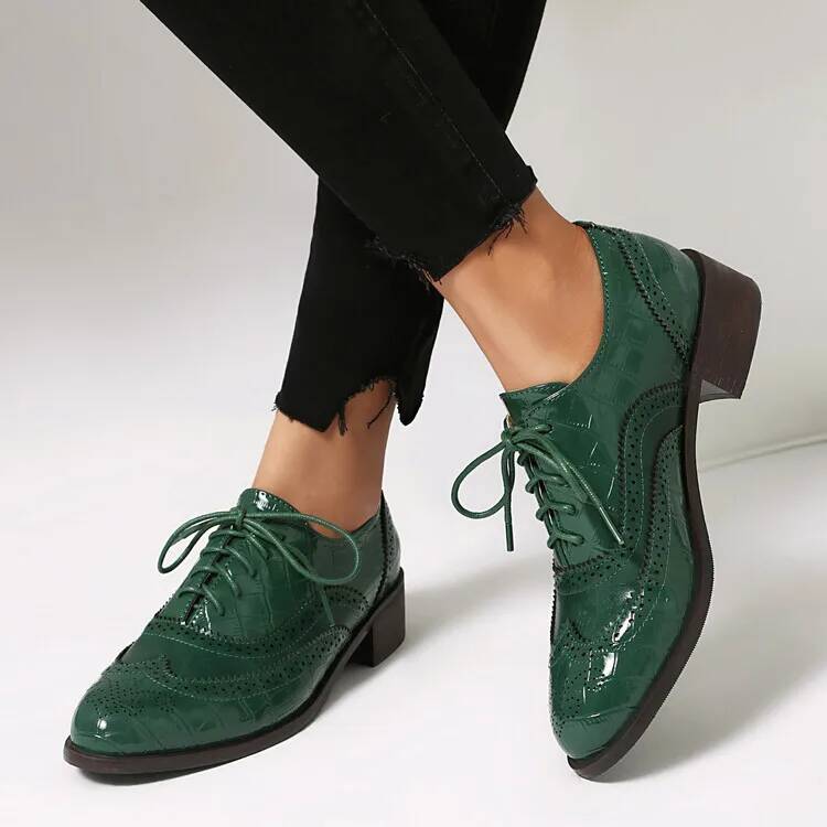 Oxford Lace Up Women - Bağcıklı Alçak Topuklu Kadın Tek Ayakkabıları