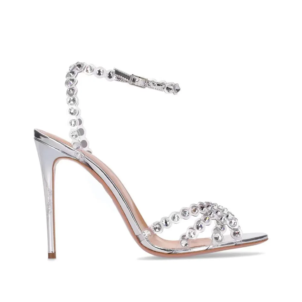 Jelly Sandal Women - Sosyetik Büyük Beden Gümüş Topuklu Jöle