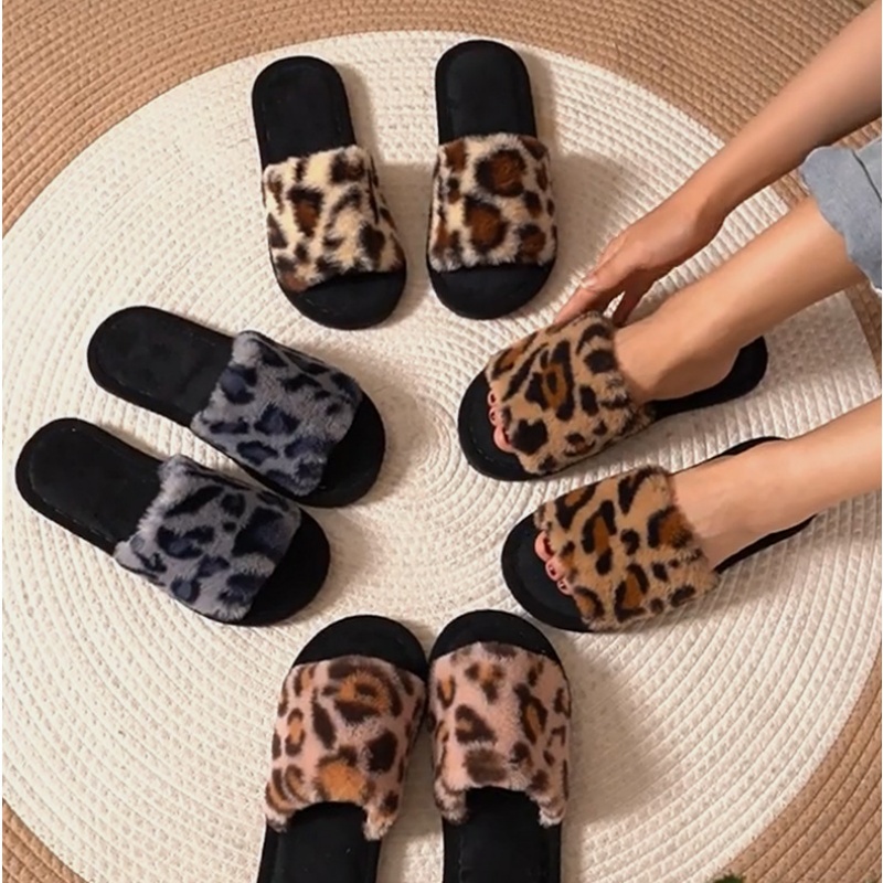 Women Shoes On Sale - 2025 Kışlık Sıcak Tüylü Leopar Desenli