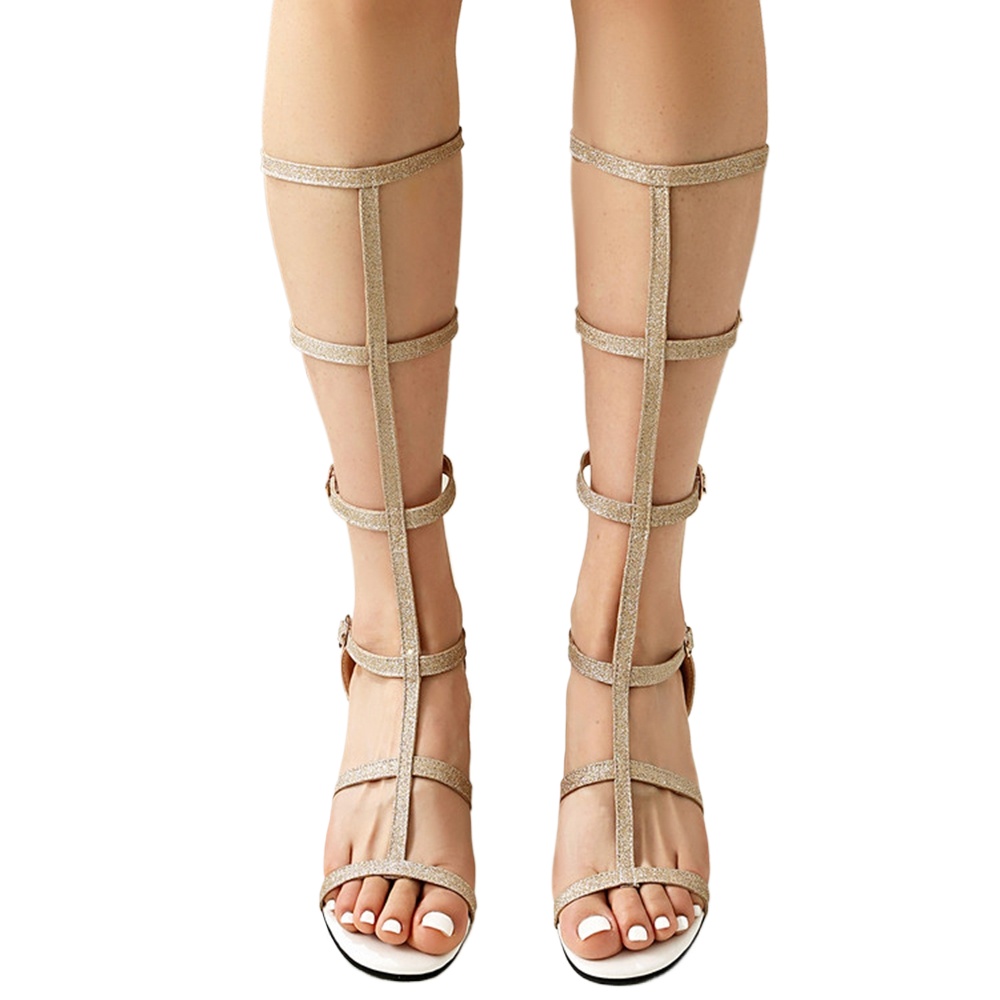 Women'S Shoes For Wide Feet - Bayanlar Strappy Gladyatör Sandalet Blok Topuk
