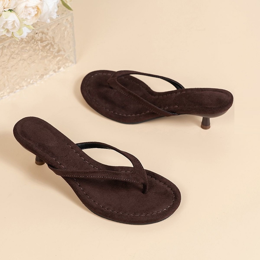 Women Shoes Mules - Yeni Suni Süet Topuklu Parmak Arası