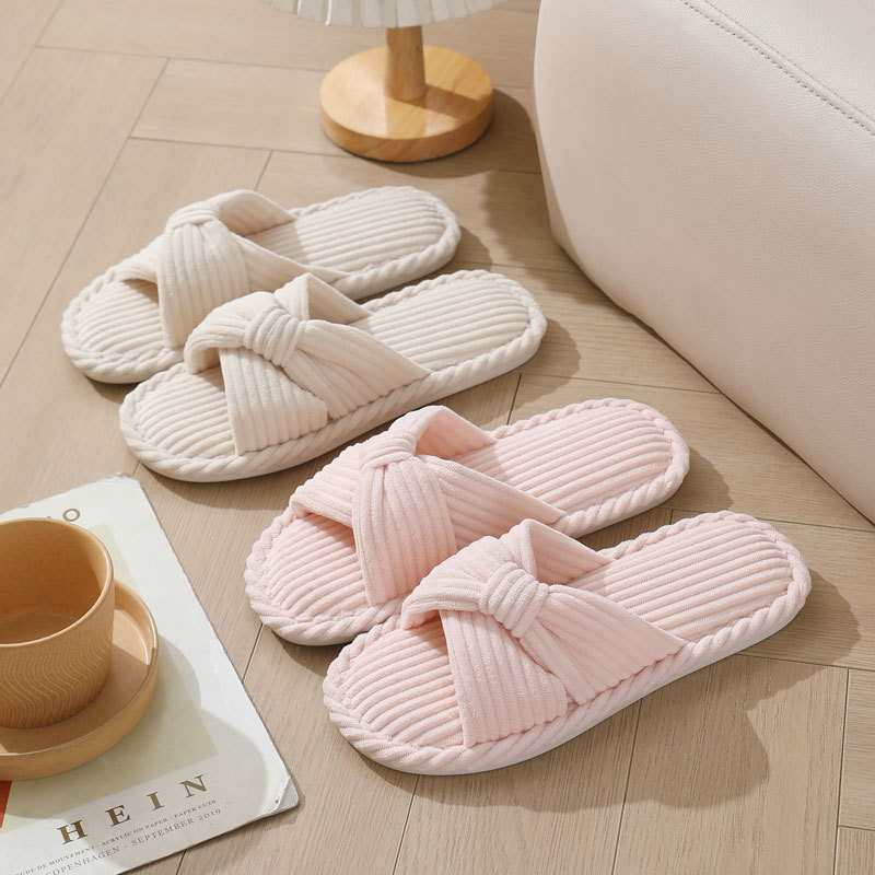 Women Shoes On Sale - Kadife çapraz kayış ev terlik kadınlar