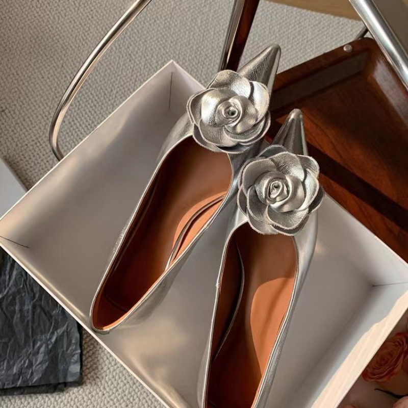 Women Shoes Mules - Kadın Lüks Yüksek Kaliteli Rugan Çiçekli